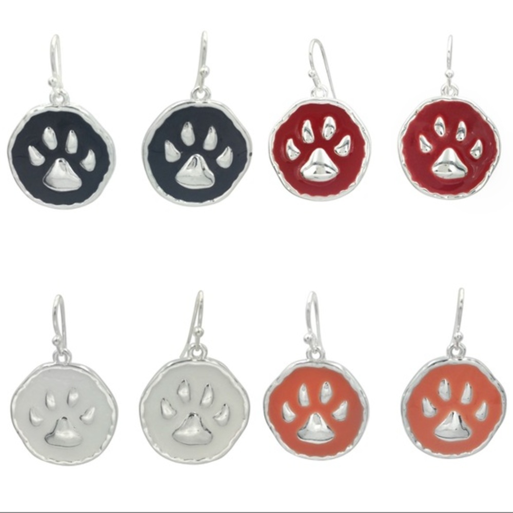 🌼 Paw Print Color Disk Dangle Earrings